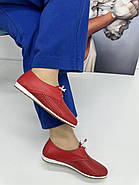 Мокасини жіночі Aras Shoes K-19-kirmizi шкіряні червоні на шнурівці 37, фото 4
