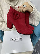 Ботильони жіночі Battine B0470 замшові червоні 37, фото 2