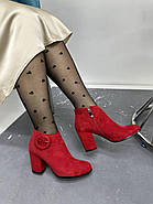 Ботильони жіночі Battine B0470 замшові червоні 37, фото 4