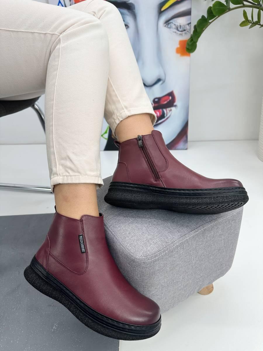 Черевики жіночі MeegoComfort 53385-BORDO бордові на низькому ходу 36