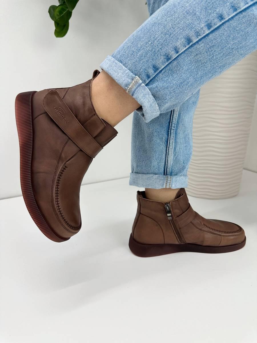 Черевики жіночі MeegoComfort A08211-1-BROWN коричневі на липучці 36, фото 1