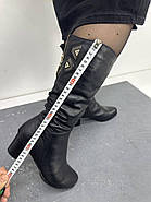 Зимові жіночі чоботи Battine M1207 шкіряні на підборах 36, фото 7