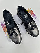 Мокасини жіночі  ArasShoes 304-platin-siyah шкіряні  з гумками на підйомі 37, фото 8