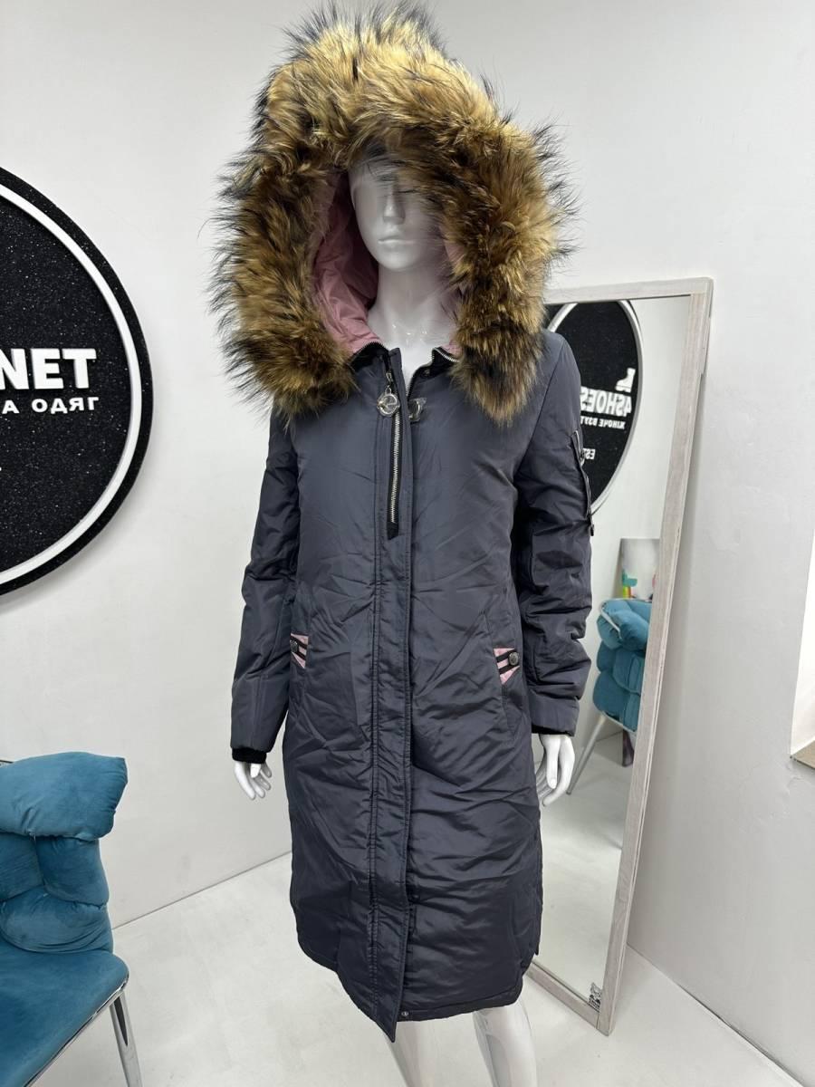Пуховик жіноче полупальто Tarun Y019-084-grey сіре з каптуром S
