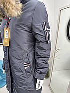 Пуховик жіноче полупальто Tarun Y019-084-grey сіре з капюшоном, фото 3