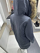 Пуховик жіноче полупальто Tarun Y019-084-grey сіре з капюшоном, фото 6