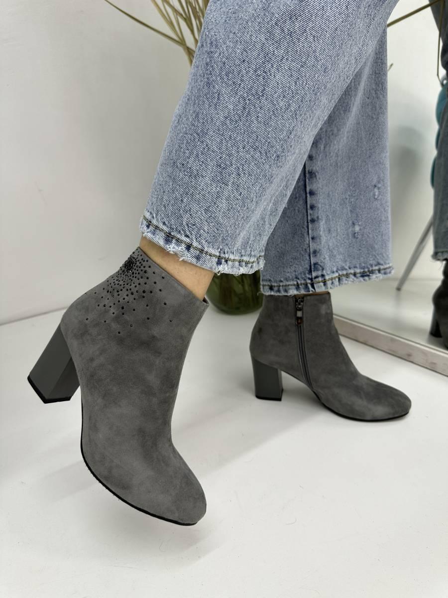 Ботильони жіночі Battine B408 замшові сірі 37, фото 1