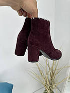 Ботильони жіночі Battine B0409 бордова замша на каблуці 37, фото 8