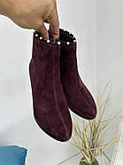 Ботильони жіночі Battine B0409 бордова замша на каблуці 37, фото 9