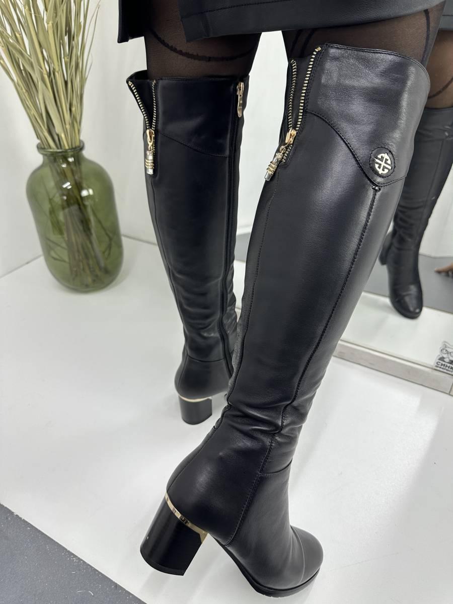 Чоботи жіночі ботфорти Battine F1801 чорні підкладка євро хутро 36, фото 1