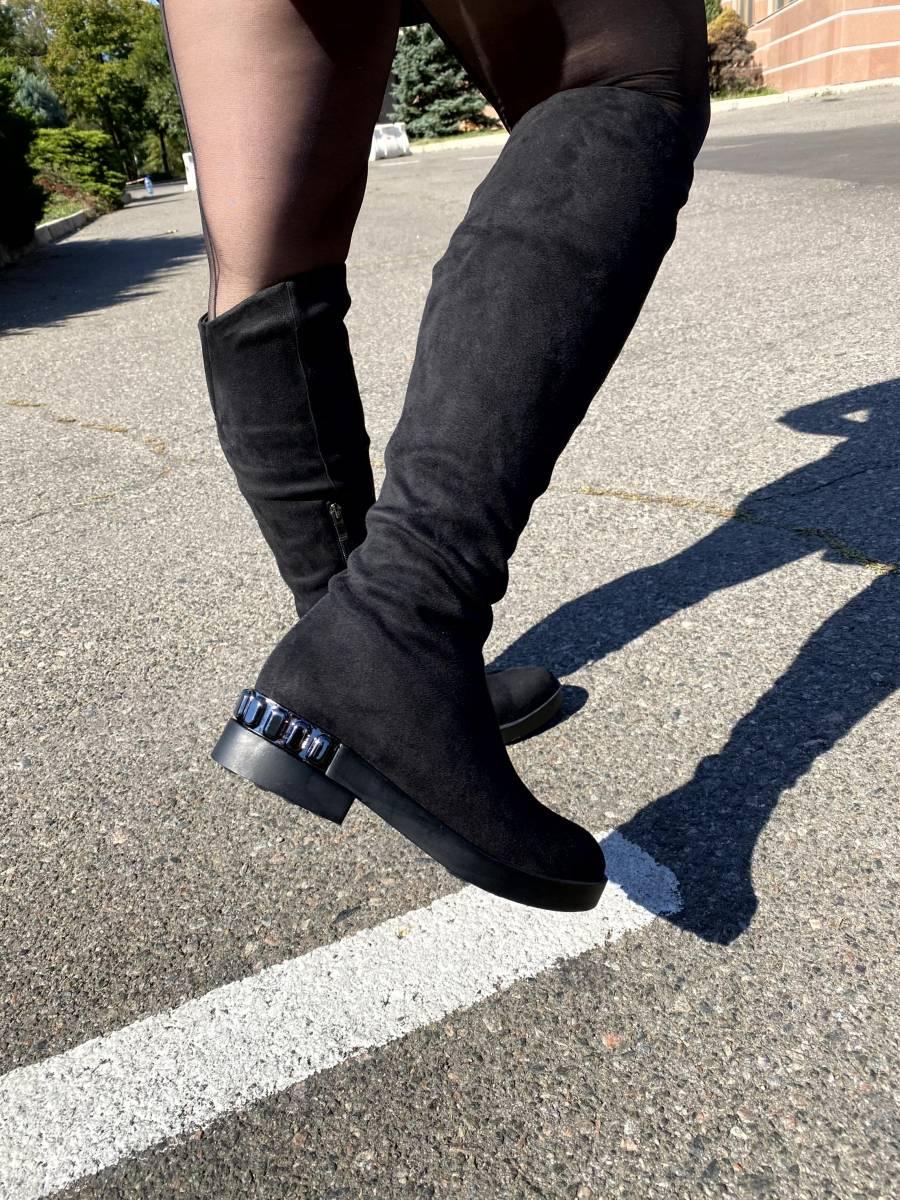 Чоботи жіночі ботфорти L&R 5 чорні демісезонні 36, фото 1