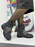 Зимові жіночі черевики Berloni M229 сірі натуральне хутро 36, фото 3