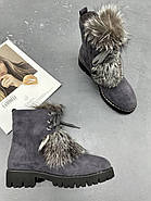 Зимові жіночі черевики Berloni M229 сірі натуральне хутро 36, фото 6