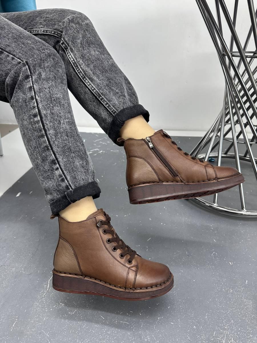 Черевики жіночі MeegoComfort 21871-BROWN коричневі на танкетці 36