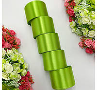 Атласна стрічка для рукоділля - 5 см x 23 м (опт, 5 рулонів) / Фісташковий