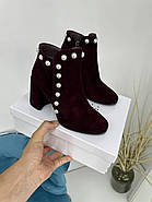 Ботильони жіночі Battine B442 на широкому каблуку бордова замша 37, фото 6