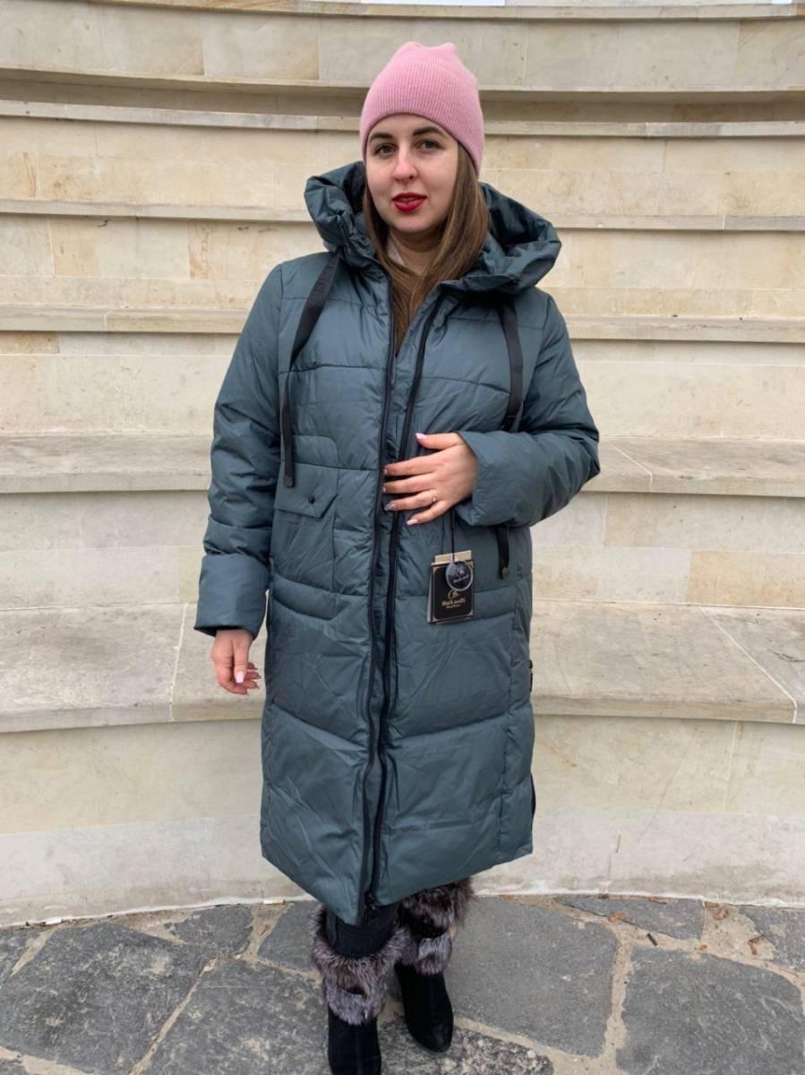 Пуховик жіночий пальто Hailuozi 663-С7 зелений з капюшоном, фото 1