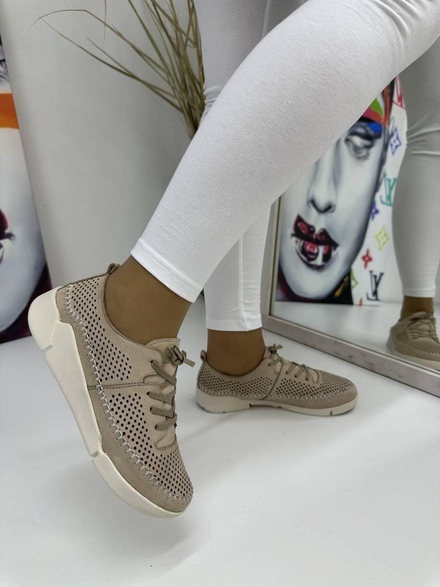 Кросівки жіночі Meldymoor 228-beige шкіряні з перфорацією 36, фото 1