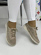 Кросівки жіночі Meldymoor 228-beige шкіряні з перфорацією 36, фото 2