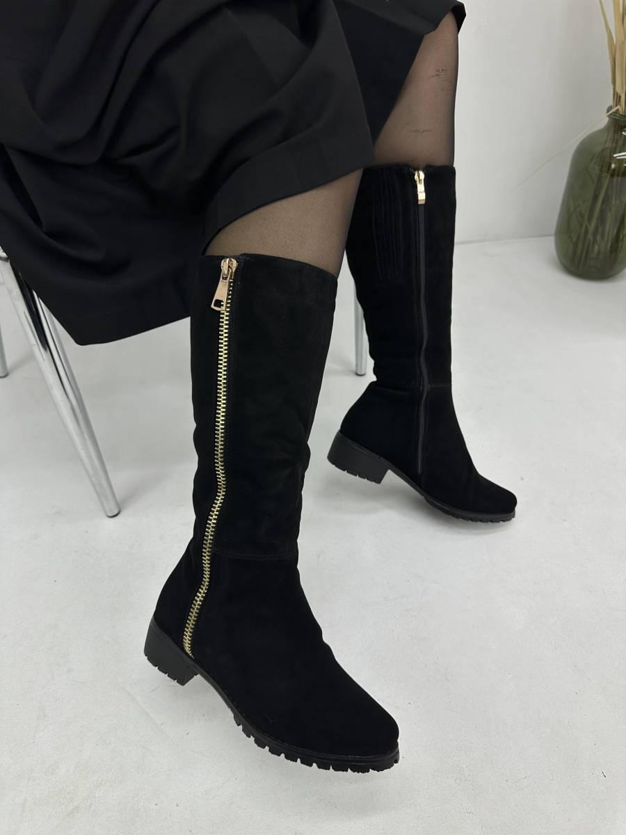 Чоботи жіночі зимові Sanborina M1429 замшеві на низьких підборах 36, фото 1