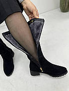 Чоботи жіночі зимові Sanborina M1429 замшеві на низьких підборах 36, фото 6