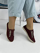 Мокасини жіночі Izderi 0180-bordo бордові шнурок-резинка 37, фото 2