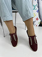 Мокасини жіночі Izderi 0180-bordo бордові шнурок-резинка 37, фото 3