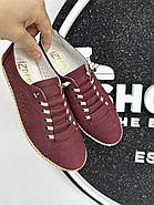 Мокасини жіночі Izderi 0180-bordo бордові шнурок-резинка 37, фото 7