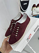 Мокасини жіночі Izderi 0180-bordo бордові шнурок-резинка 37, фото 8