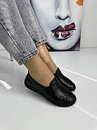 Мокасини жіночі Burc 4035-black шкіряні чорні на низькому ходу 37, фото 3