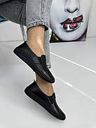 Мокасини жіночі Burc 4035-black шкіряні чорні на низькому ходу 37, фото 4