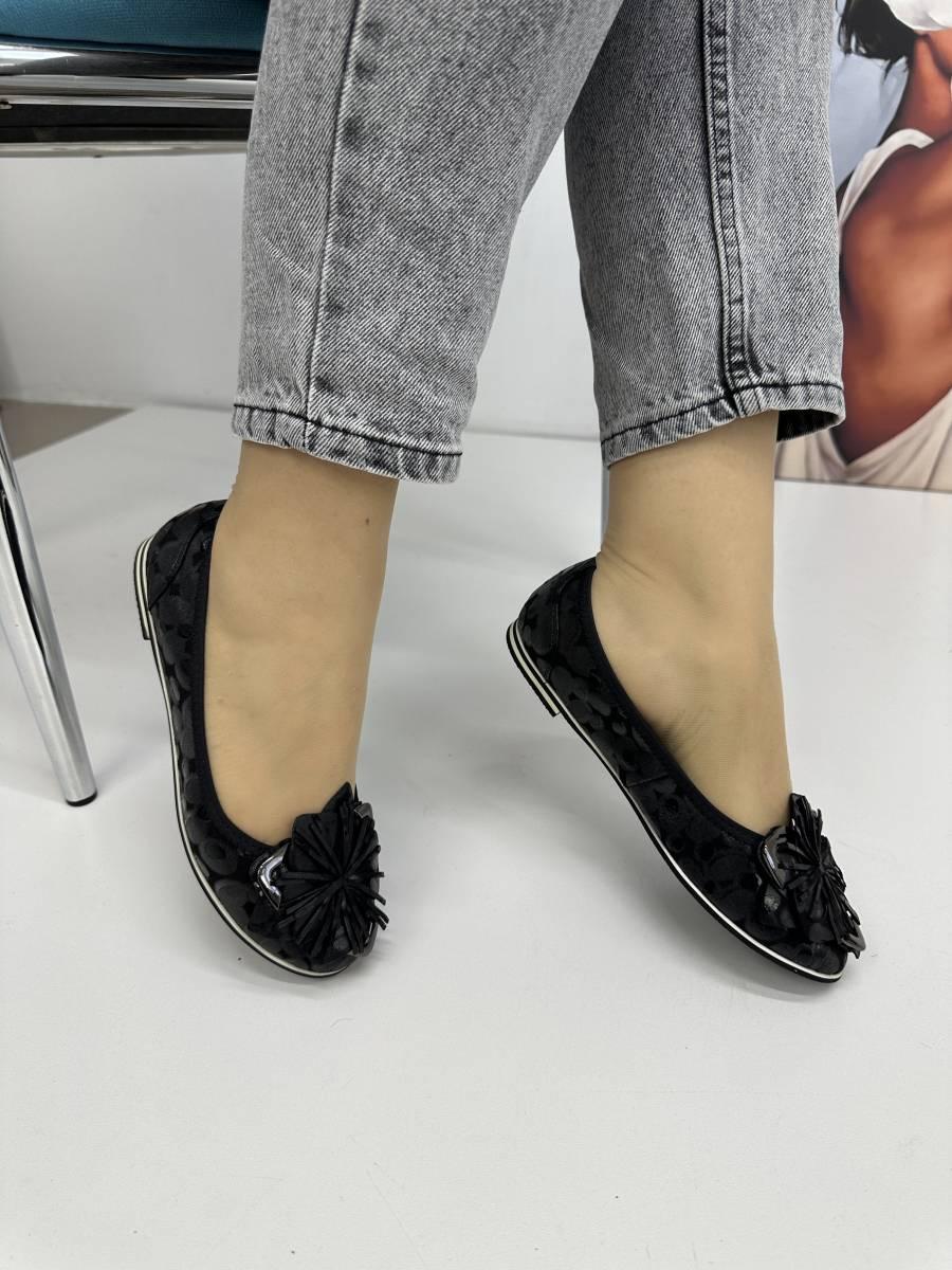 Балетки жіночі Conventini 7(K83-310-A17VH) шкіряні чорні 37, фото 1