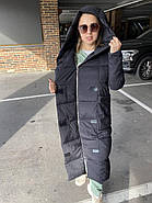 Жіночий пуховик пальто YIMOSIS 1880-001 чорне з капюшоном, фото 6