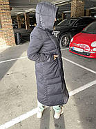 Жіночий пуховик пальто YIMOSIS 1880-001 чорне з капюшоном, фото 7