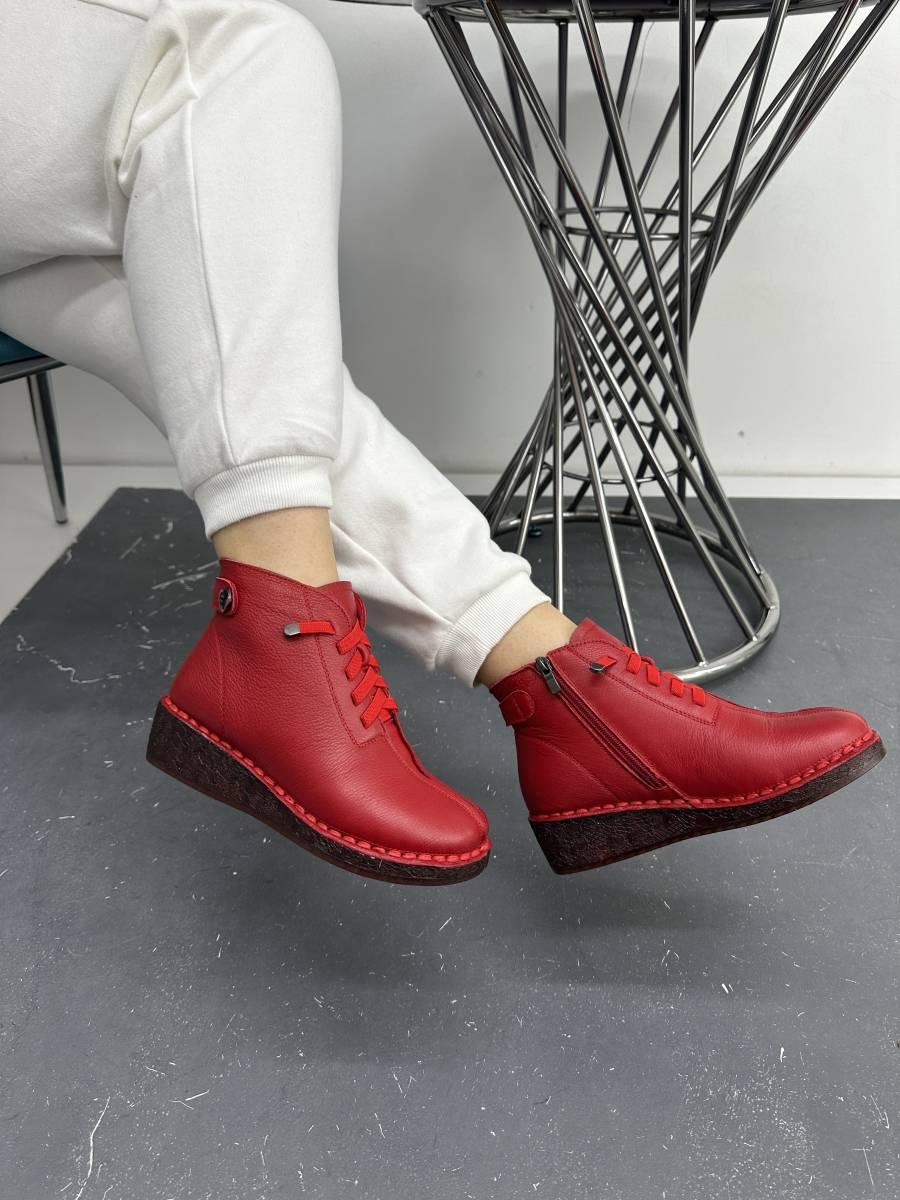 Черевики жіночі MeegoComfort 25-5-bright-red шкіряні червоні 37