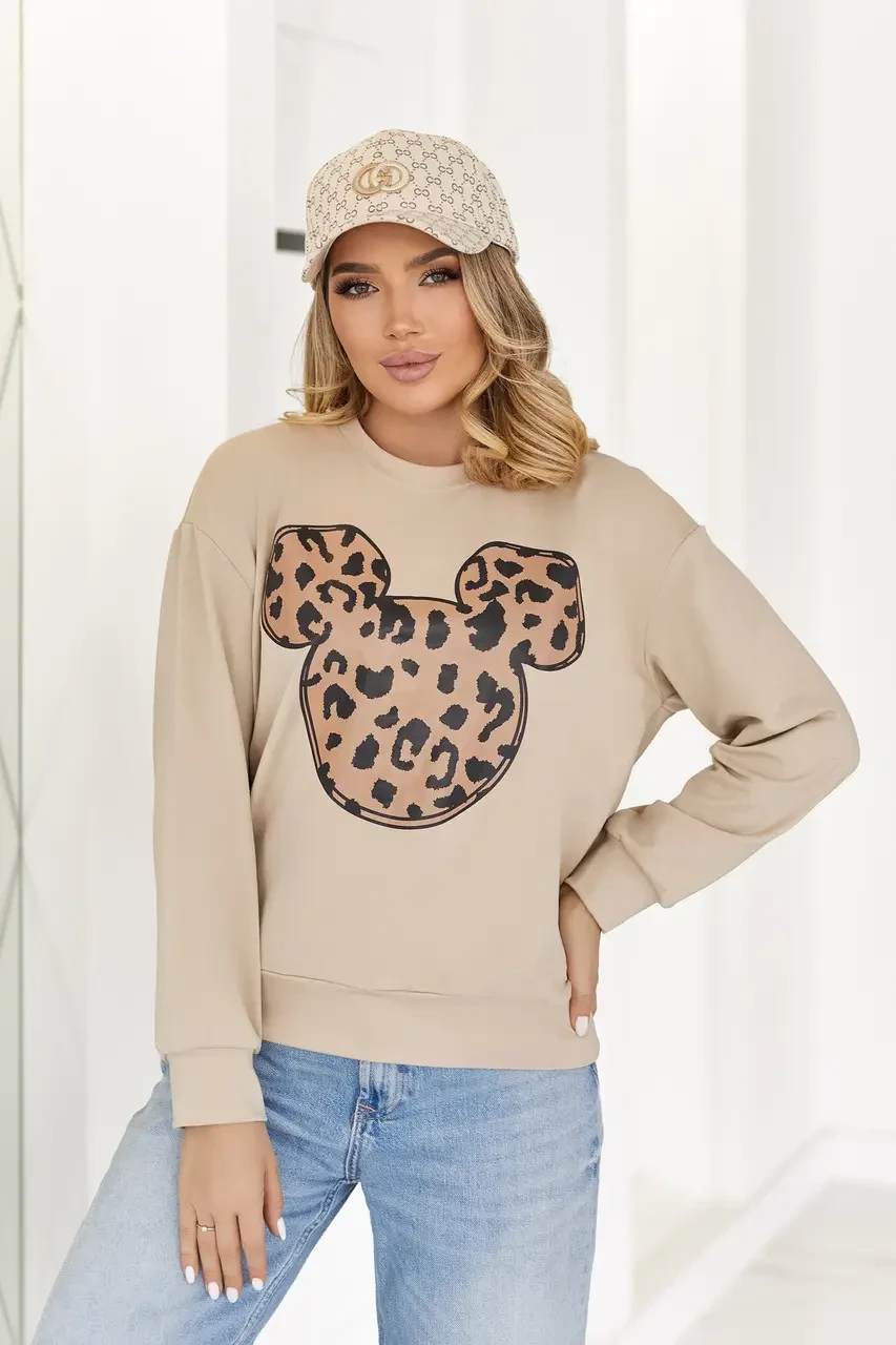 Жіночий демісезонний світшот у бежевому кольорі з двонитки на кожен день, фото 1