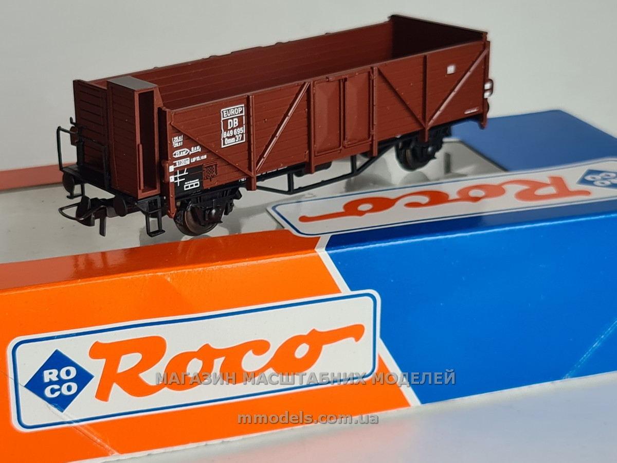 Roco модель 2х осного напіввагону,тип OMM37, належність DB, масштаб H0, 1:87
