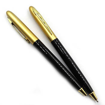 Ручка кулькова поворотна метал чорна із золотом BP903G G-Rich