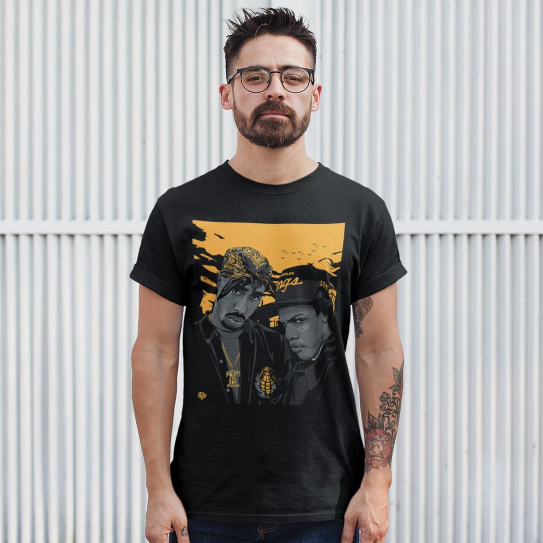 Футболка унісекс Tupac (Feat Eazy E) XS чорний, фото 1