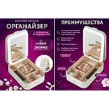 Косметичка валізка з LED дзеркалом на кришці, Органайзер для зберігання косметики шкіряна iC227, фото 3