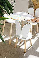 Белый детский стол со стулом бабочка. (Для деток 2-й группы роста 115-130см.)