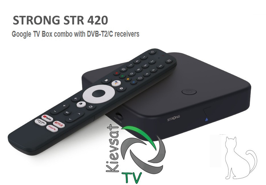 STRONG SRT 420 | комбінований Google TV медіаплеєр з вбудованим примайчем DVB-T2/С, фото 1