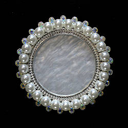 Палітра манікюрна для змішування фарб, кругла, біла зі сріблом