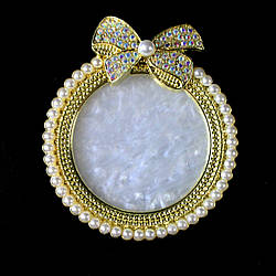 Палитра маникюрная для смешивания красок, круглая, белая с золотым бантом