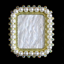 Палітра манікюрна для змішування фарб, прямокутна, біла із золотом