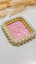 Палітра манікюрна для змішування фарб, прямокутна, біла із золотом