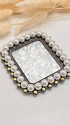 Палітра манікюрна для змішування фарб, прямокутна, біла з чорним