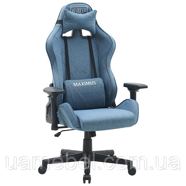 Крісло VR Racer Textile Maximus тканина синє/чорний