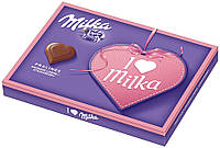 Шоколадные конфеты в коробке Milka I Love с клубничным пралине, 110 гр