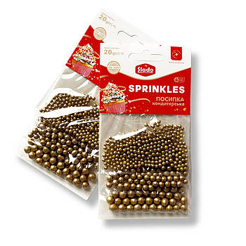 Посипка кондитерська  кульки золоті 20г